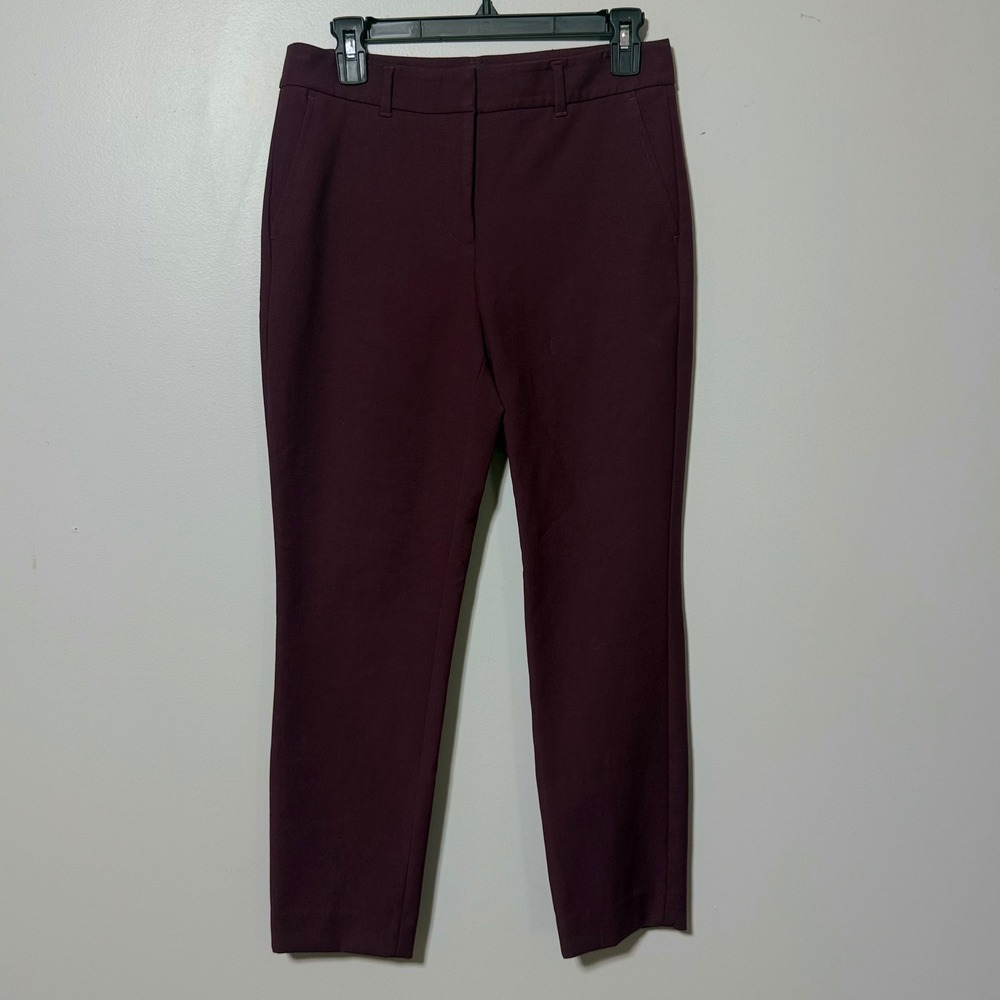 White House Black Market Slim Ankle Pants 6P Burgundy Plum Stretch Workwear